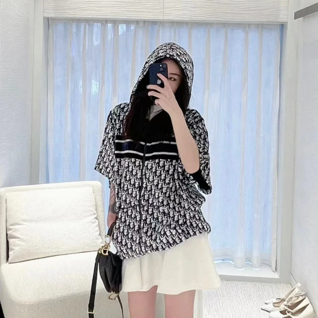 全新未使用 DIOR/迪奥 积分-200/P234448821/老花连帽开衫外套