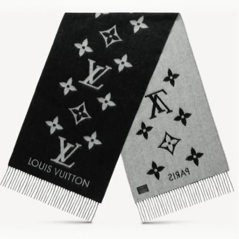 全新未使用 LouisVuitton/路易威登 TP006422/LOGO围巾 浅灰 拼色
