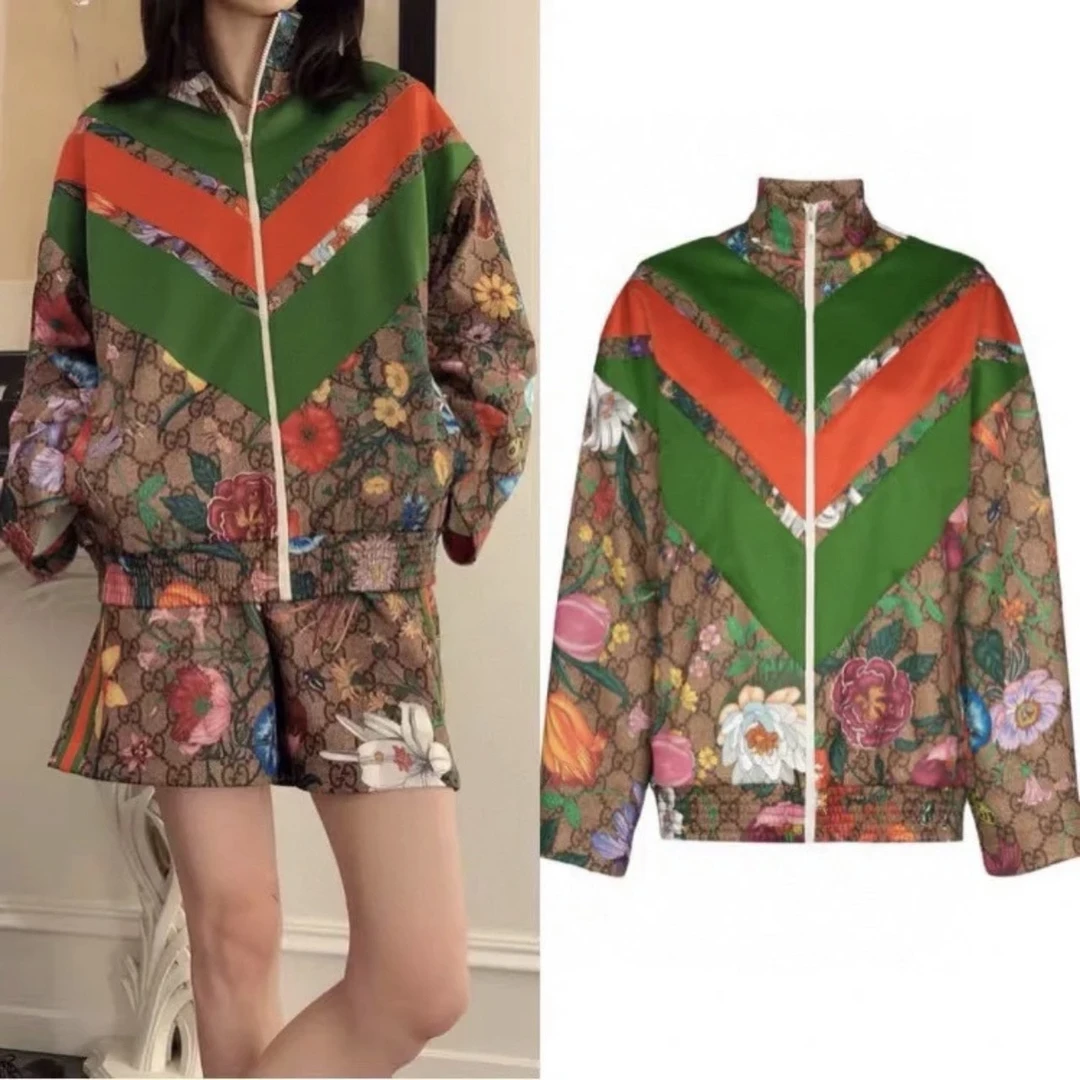 99新 GUCCI/古驰 积分-188小花汤汤/P244276267/满印印花拉链夹克