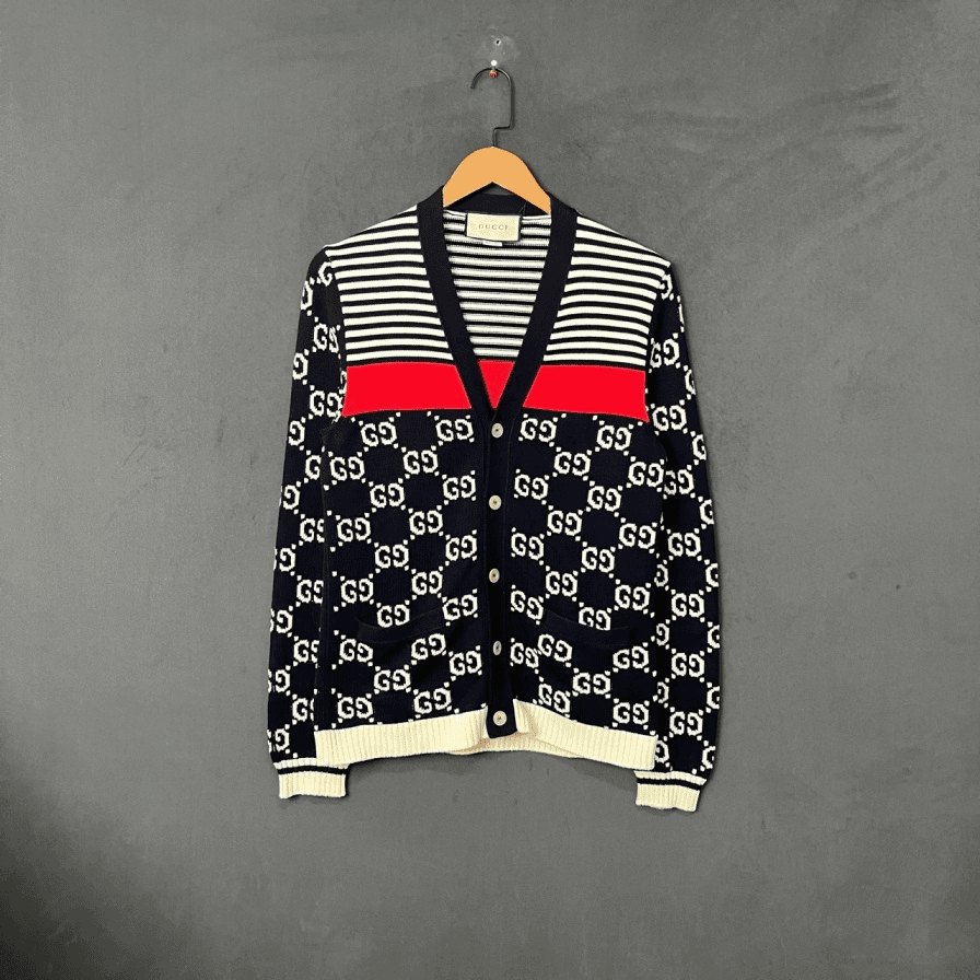 99新 GUCCI/古驰 P224827866/ 黑红满印开衫 XS码