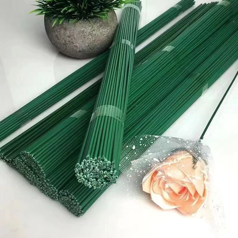 2号花杆胶包铁丝花枝丝网花仿真花毛线花丝带玫瑰单支手工花杆