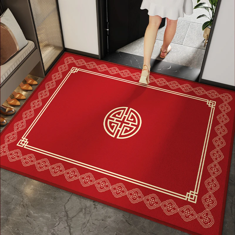 新中式入户门地垫红色喜庆乔迁进门垫家用门口防滑脚垫高级感地毯