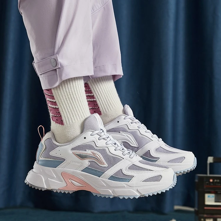 李宁女子老爹鞋2024年春季复古潮流ins时尚休闲跑鞋坏小紫运动鞋