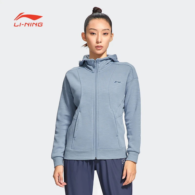 李宁外套女款开衫连帽卫衣户外健身运动服秋冬季宽松保暖运动上衣
