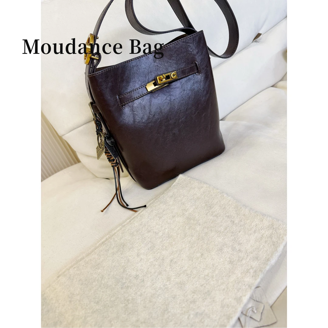 【阿尔卑斯】Moudance巧克力百搭女包新款水桶简约复古腋下包8700