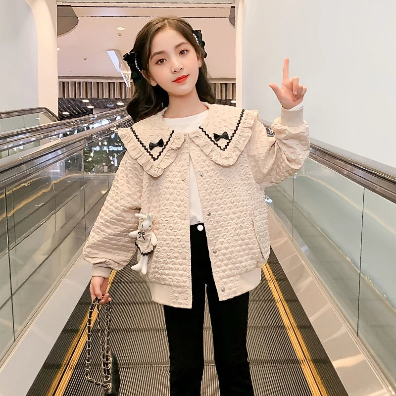 女童秋装外套2022新款网红洋气童装春秋女孩大童夹克儿童上衣秋季
