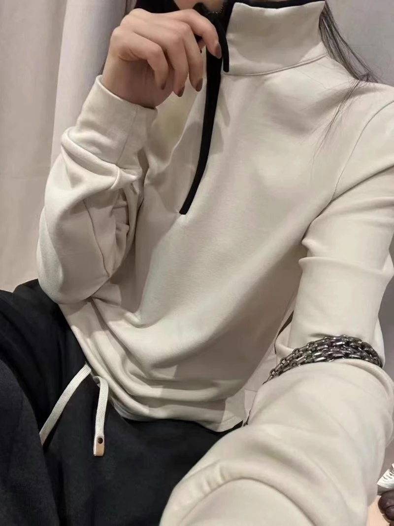 七言家 半拉链双面德绒卫衣绒衫