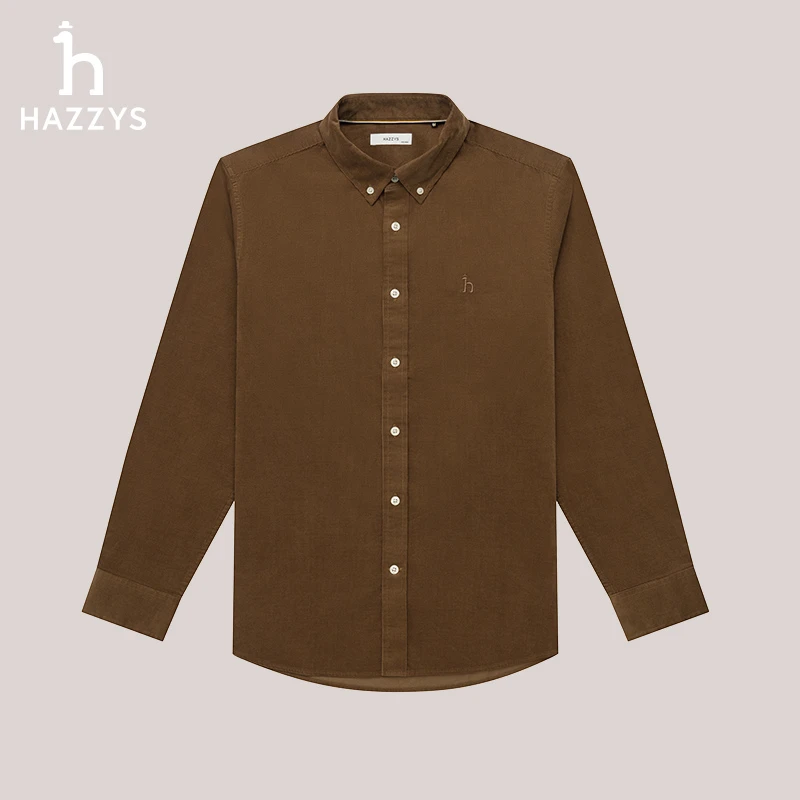 【秀场同款】Hazzys哈吉斯秋冬季男士灯芯绒长袖衬衫潮流休闲衬衣