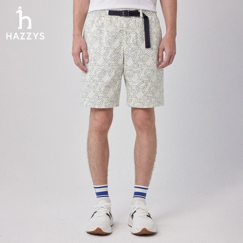 Hazzys哈吉斯男士夏季经典印花休闲短裤户外运动舒适百搭休闲裤