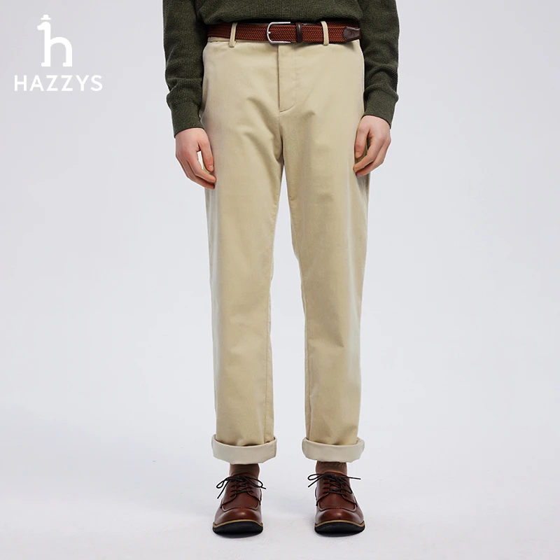 Hazzys/哈吉斯男秋冬裤子男士休闲裤细灯芯绒长裤通勤百搭直筒裤