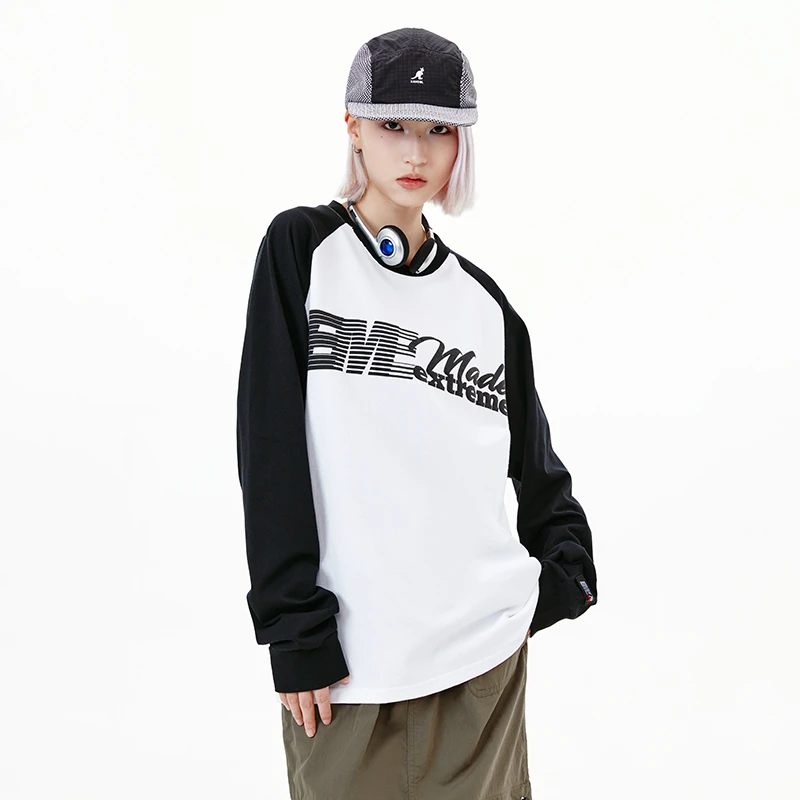 1号车 长袖T恤男女宽松重磅2025国潮情侣上衣 PO价一批