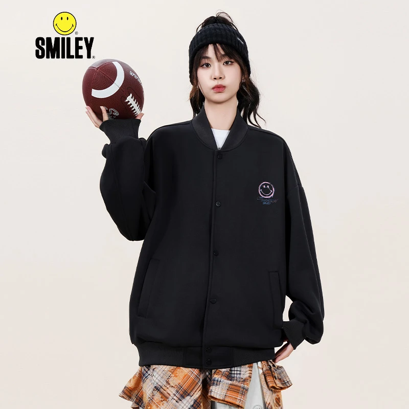 SMILEY 法国笑脸棒球服外套棒球服针织长袖宽松时尚百搭男女同款
