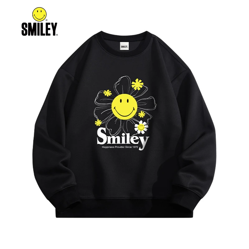 SMILEY 法国笑脸秋冬时尚休闲套头宽松潮流印花圆领卫衣Tz