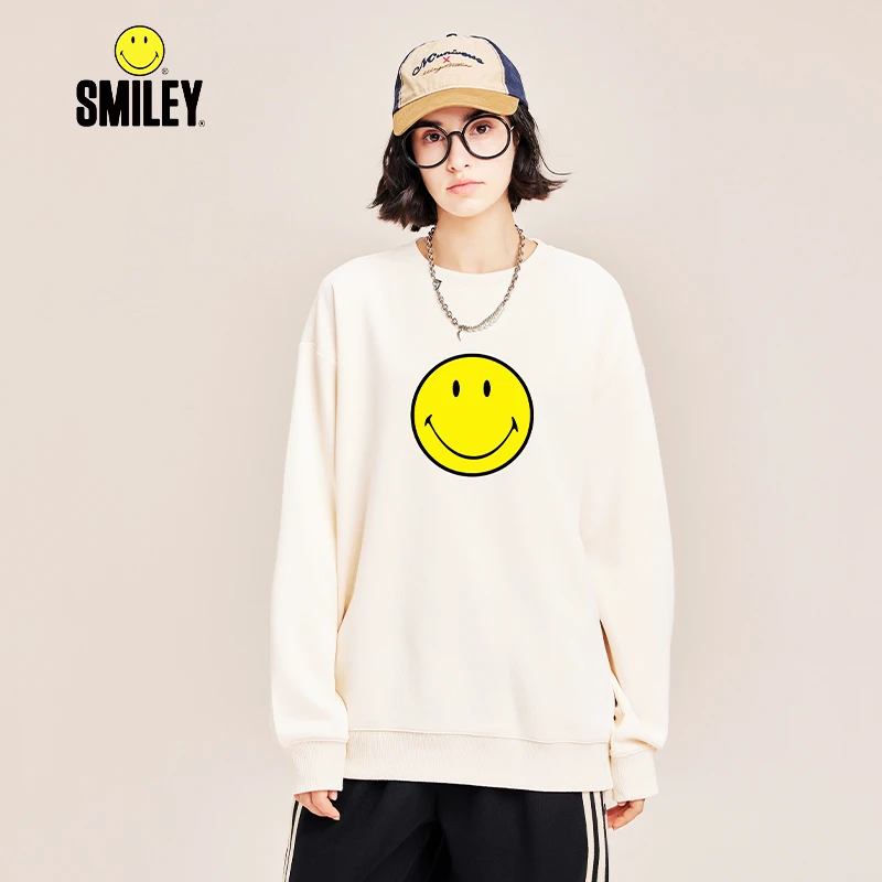 SMILEY 法国笑脸休闲宽松印花圆领长袖卫衣情侣时尚百搭 男女同款