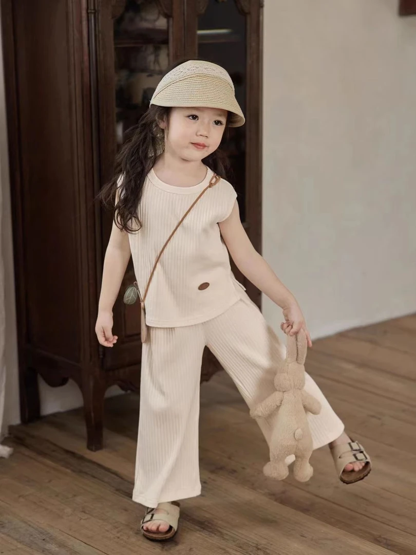 冰丝套装女宝洋气夏装夏日穿搭宽松无袖背心上衣两件套夏季薄款