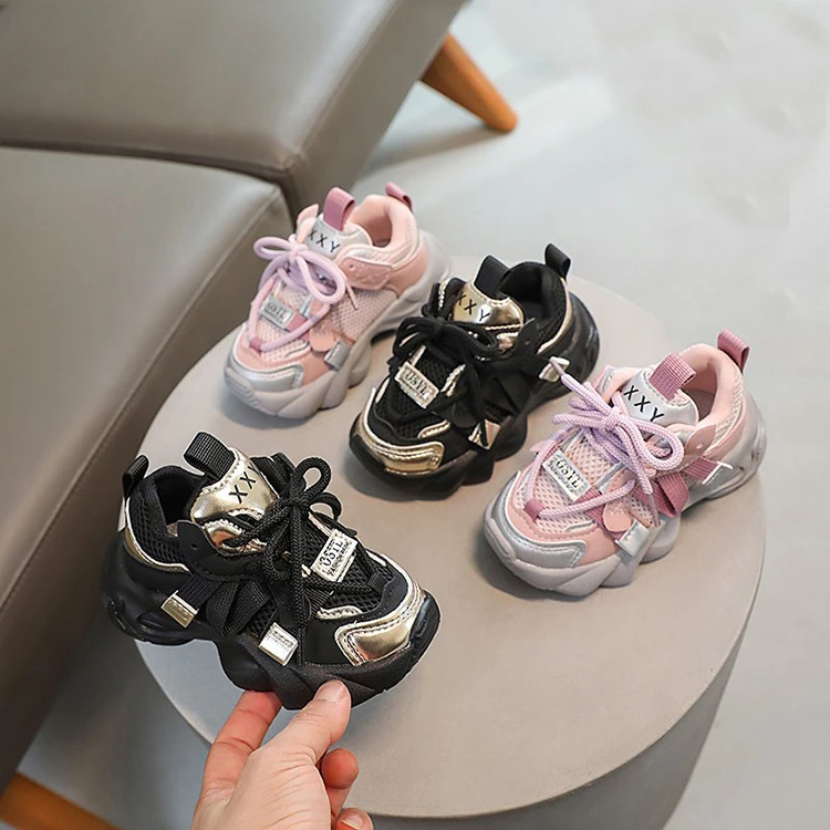 ABC网红超火增高厚底儿童老爹鞋百搭2024春秋新款网面轻便休闲鞋