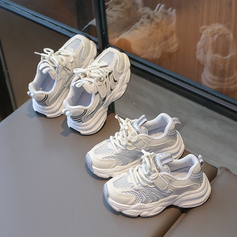 ABC女童鞋运动鞋2024新款夏季儿童鞋子男童单网鞋透气网面老爹鞋