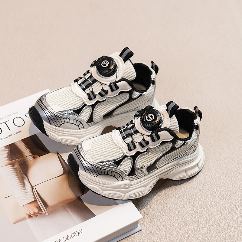 ABC男童透气休闲鞋2024新款秋季软底运动鞋男孩轻便老爹儿童潮鞋