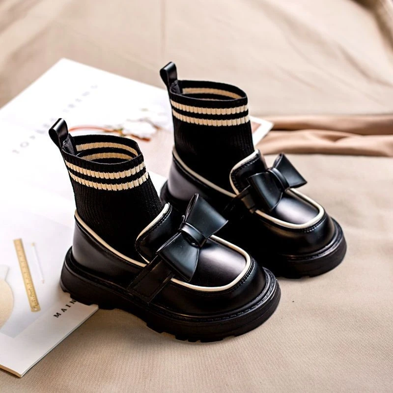 ABC女童鞋短靴2024春秋季新款女孩袜子靴时尚公主靴子儿童马丁靴