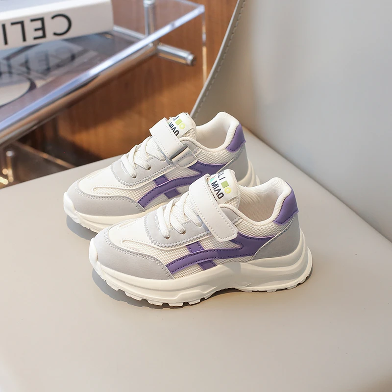 ABC女童运动鞋透气2024春季新款运动鞋百搭儿童网面休闲鞋子时尚