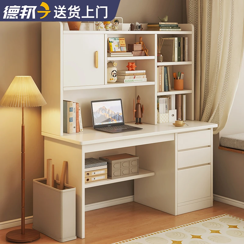 新疆西藏包邮实木书桌书架一体学生家用学习桌桌子书柜初中作业桌