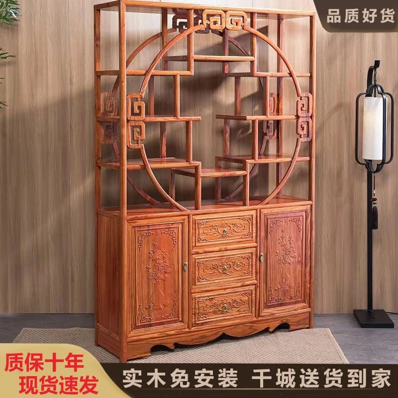 新疆西藏包邮实木博古架中式多宝阁茶具展示架摆件简约酒柜收纳柜