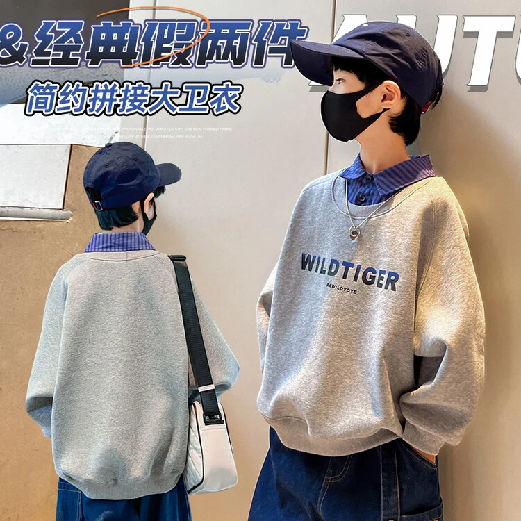 男童秋装卫衣2023新款儿童秋季男孩大童Polo衫长袖春秋款炸街洋气