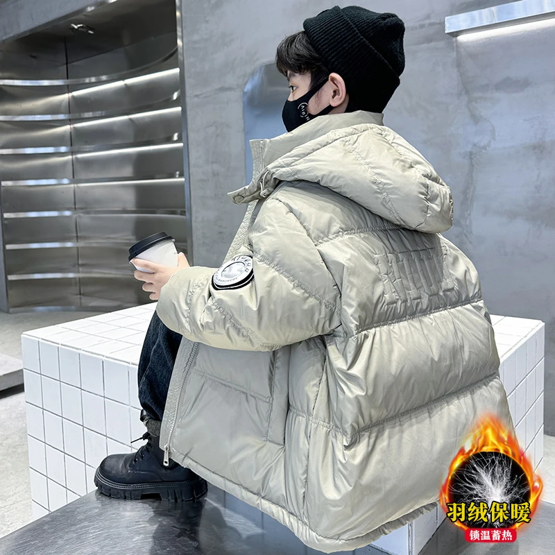 儿童装男童冬季羽绒服2023新款中大童加厚冬装男孩洋气外套炸街潮