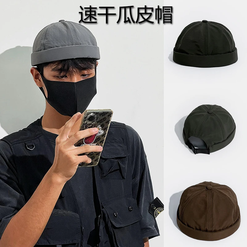 速干瓜皮帽女薄款透气夏季复古雅痞地主帽男潮无檐日系西瓜帽寸头