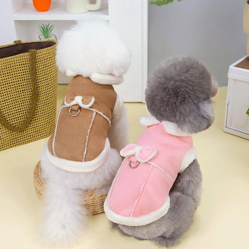 2023小狗衣服秋冬装新款宠物服装猫咪衣服中小型犬皮鹿可牵引棉衣