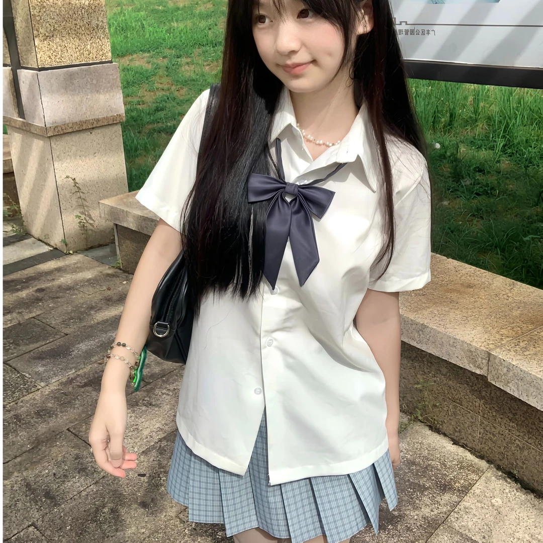 jk制服原创格裙【兰苓】学院风女百褶裙短裙裙子显白浅蓝初音色