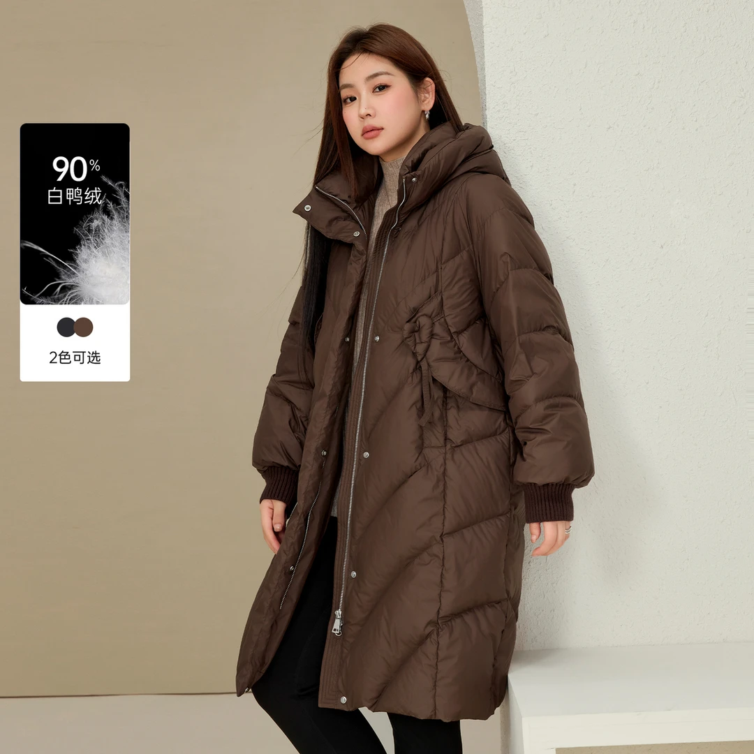 【90%鸭绒】纤莉秀W大码女装胖mm百搭双头拉链保暖好羽绒服QJ3337