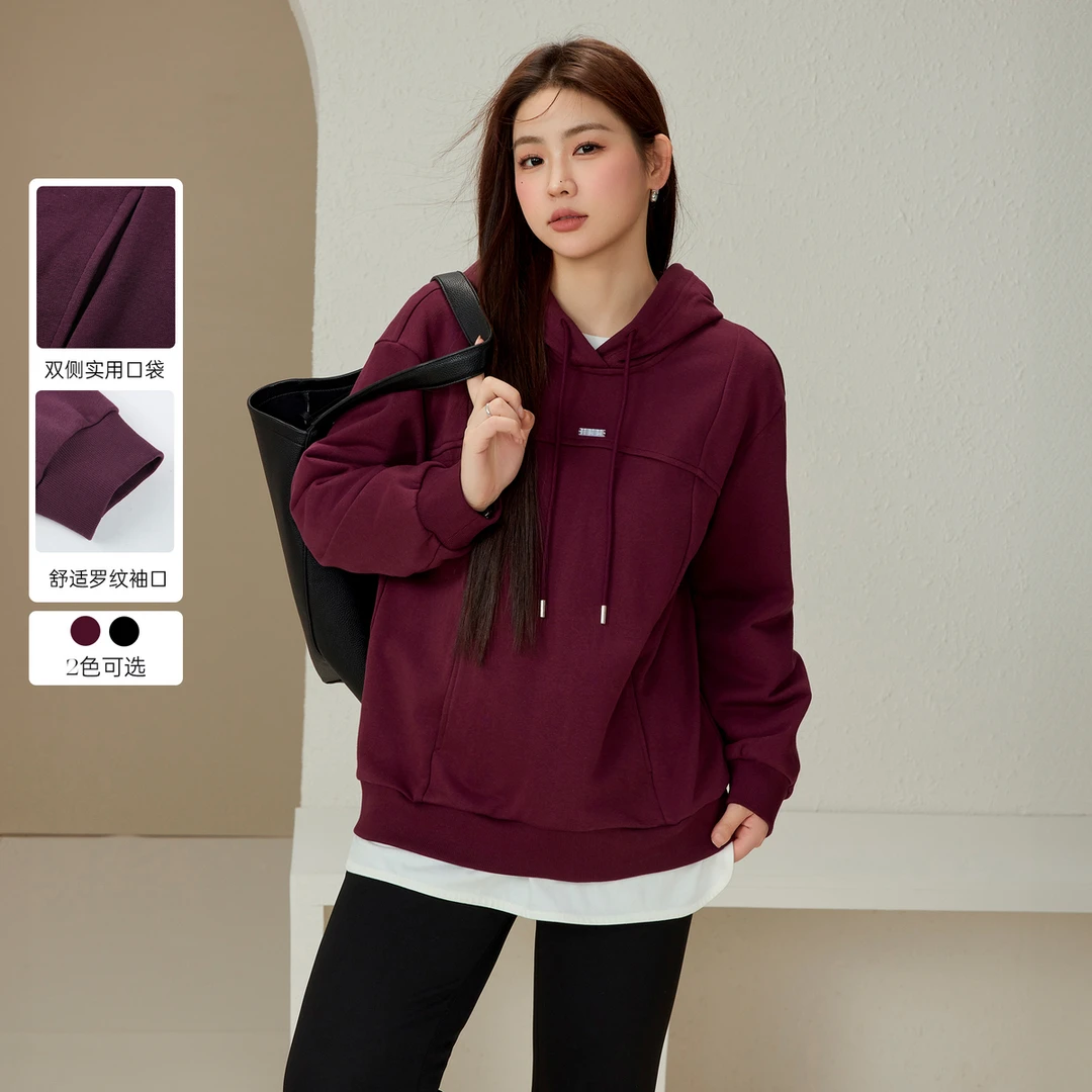 【宽松连帽百搭卫衣】纤莉秀W大码女装胖mm潮流休闲气质卫衣QJ5225
