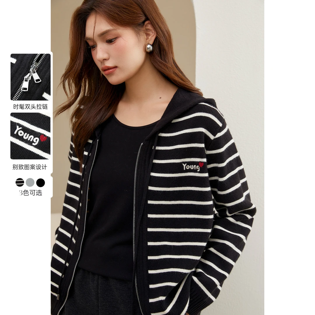 【氛围感双拉链软糯毛衣】纤莉秀W大码毛衣外套QJ3621