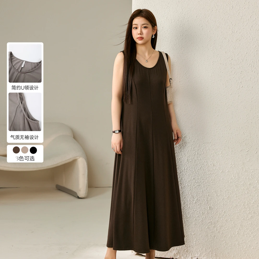 【优雅随性百搭连衣裙】纤莉秀W大码女装韩系简约气质显瘦QJ4449