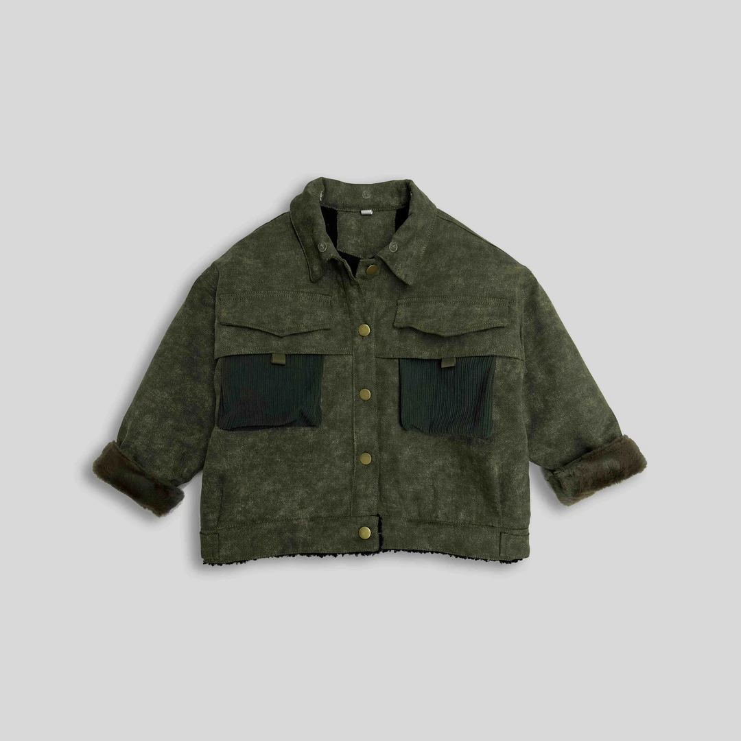 冬季新款男女童中性亲子款牛仔棉衣儿童棉服外套-HCY23087