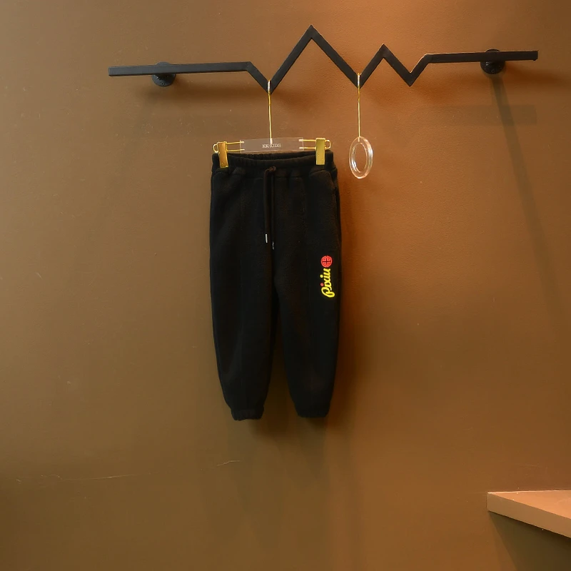 儿童冬款2024新款设计师款男女童加绒休闲百搭款卫裤qk364