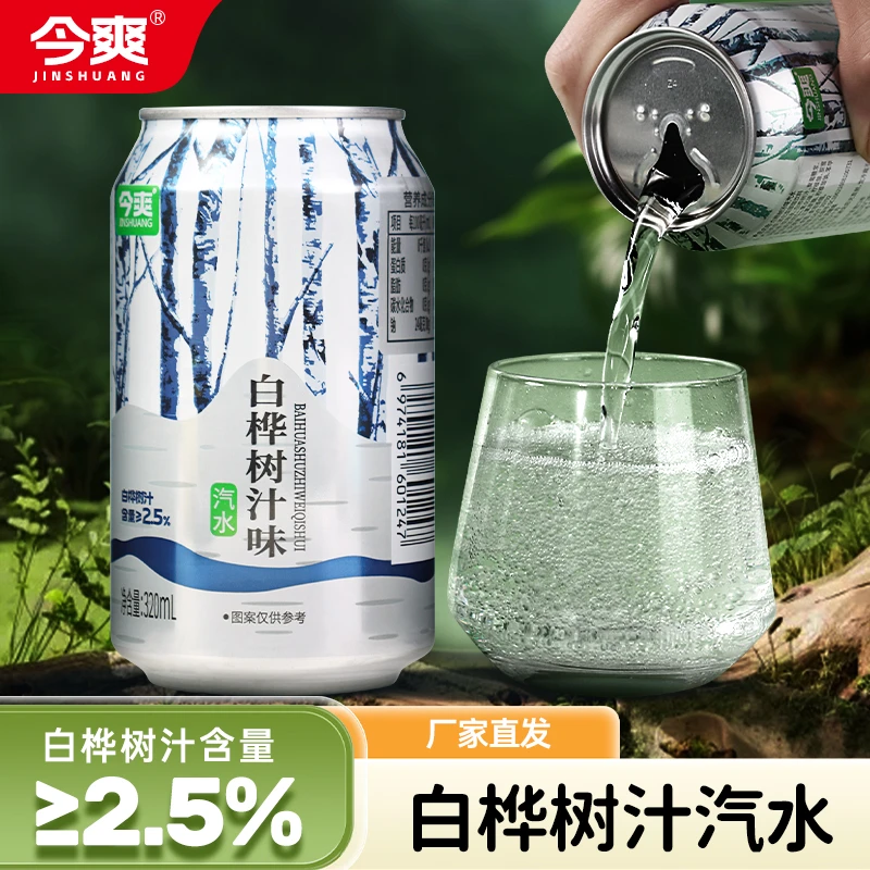 网红高颜值饮料白桦树汁味碳酸饮料320ml*8罐宿舍饮品汽水饮料