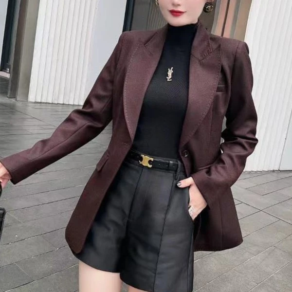 【小黑家】衣长67高端精纺羊毛一粒扣极简西服修身休闲百搭西装P5