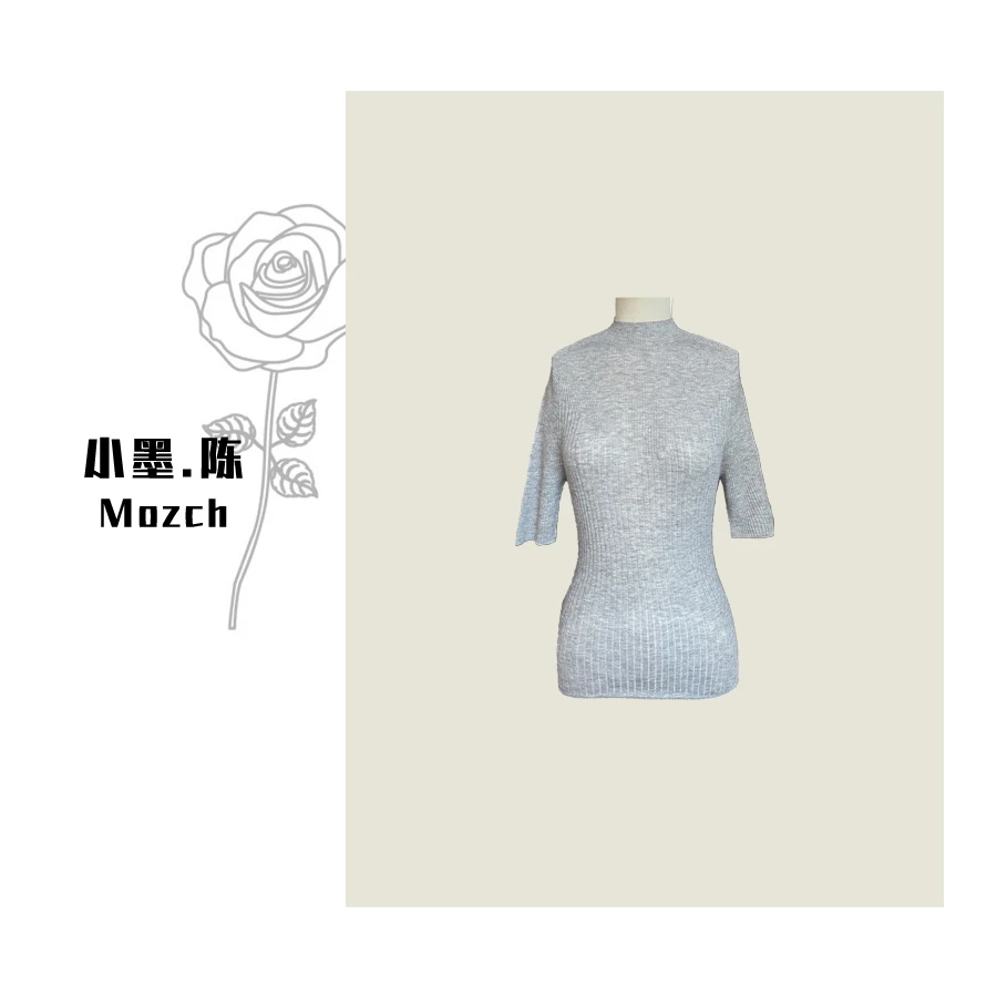 【小黑家】长62高端绵羊超柔金丝无缝一体半高领前V型坑条毛针织衫