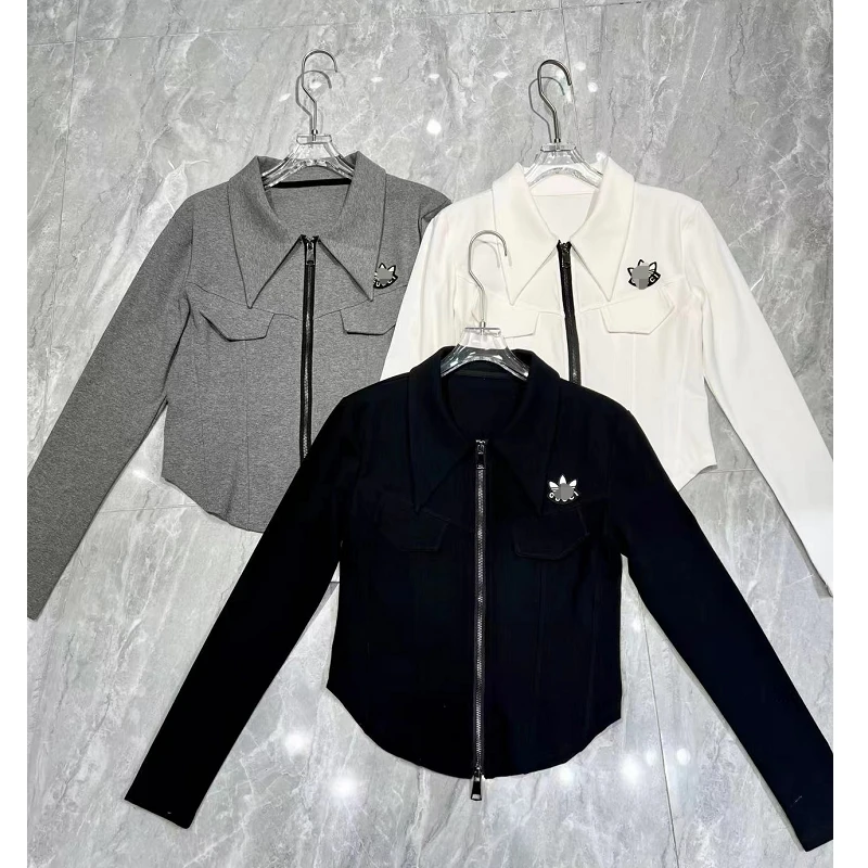 【小黑家】高端高弹双明线尖领修身显瘦小外套 W65