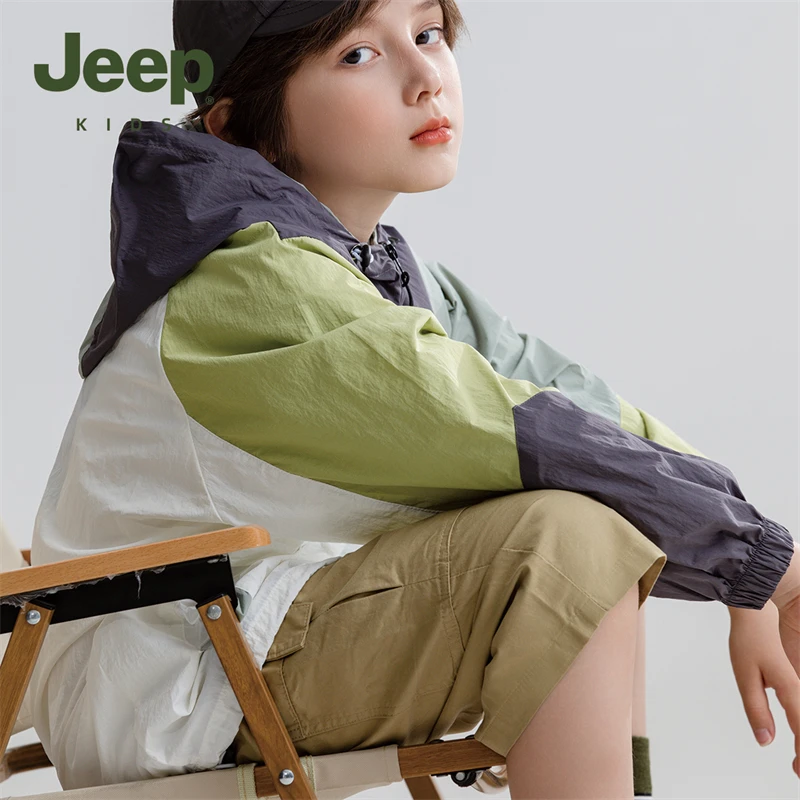 JEEP/吉普男童夏季轻薄透气防晒衣撞色休闲夏装皮肤衣宽松防晒服