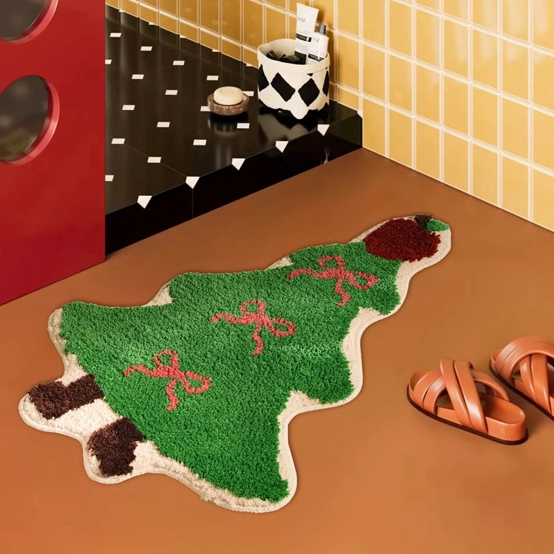 圣诞节氛围感浴室吸水地垫圣诞装饰礼物卫生间门口地毯卫浴脚垫子