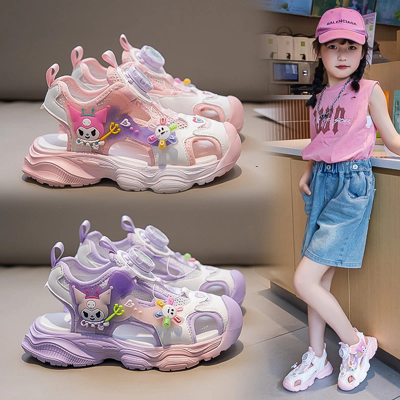 女童公主凉鞋夏季2025新款软底儿童网面包头沙滩凉拖鞋女孩儿童鞋