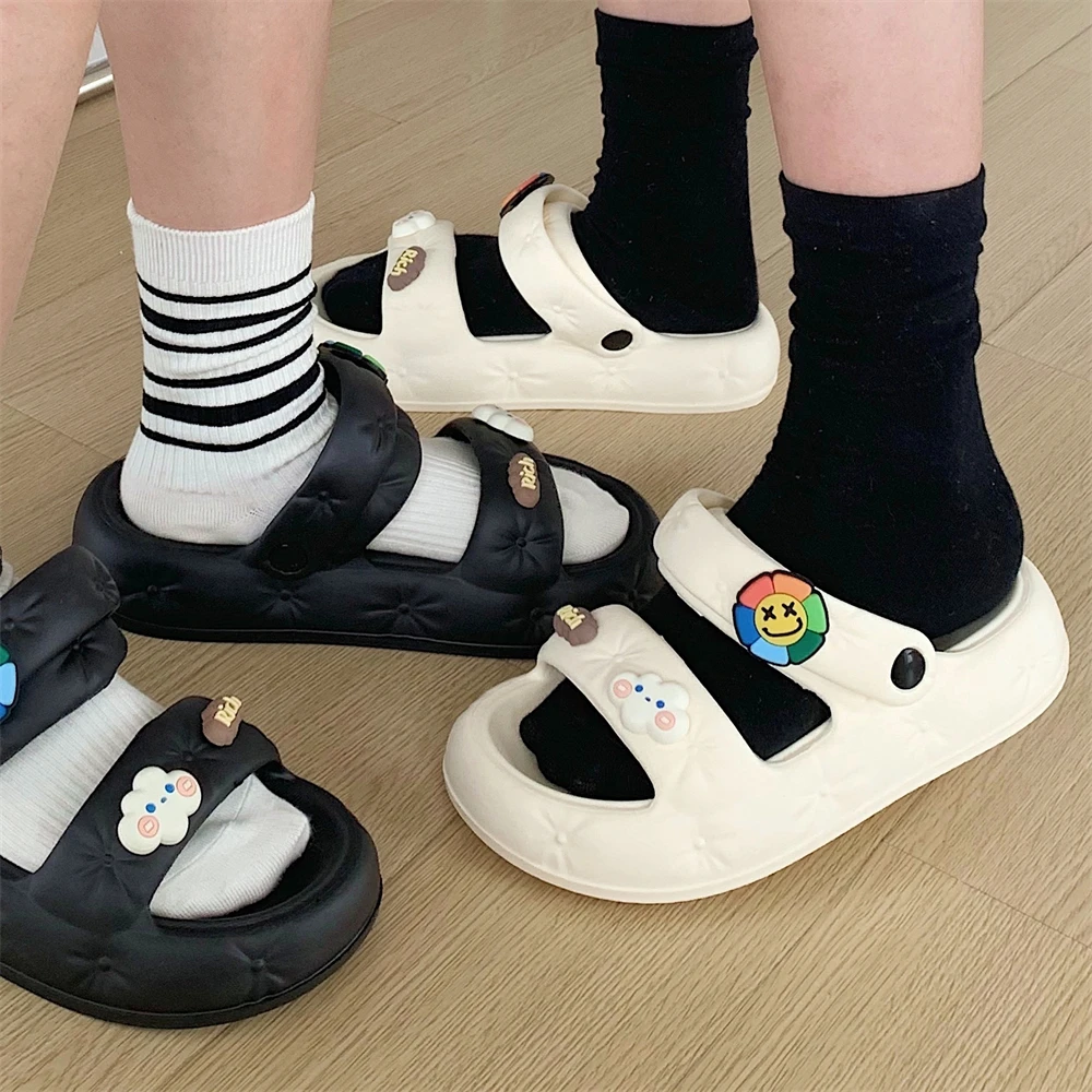 沙滩凉鞋女夏季海边度假防滑舒适厚底百搭两穿可爱云朵双带凉拖鞋
