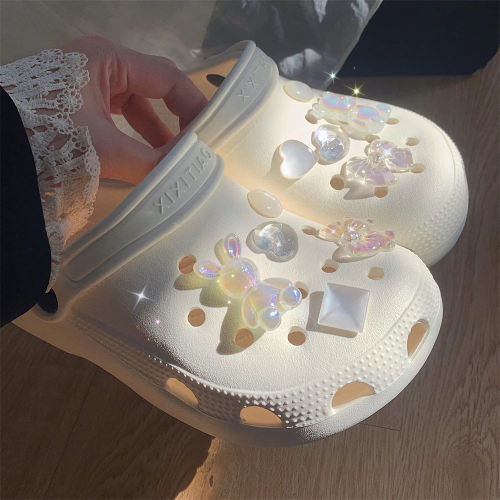 夏季仙女风女士沙滩凉拖鞋ins可爱创意水晶水钻防滑eva包头洞洞鞋