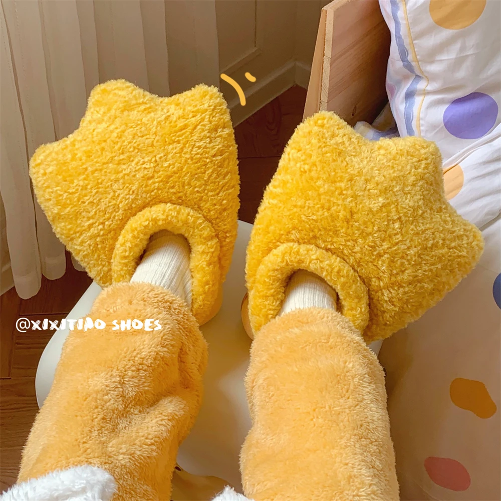 时尚创意可爱立体鸭掌毛毛鞋保暖女冬季室内全包跟保暖舒适棉拖鞋