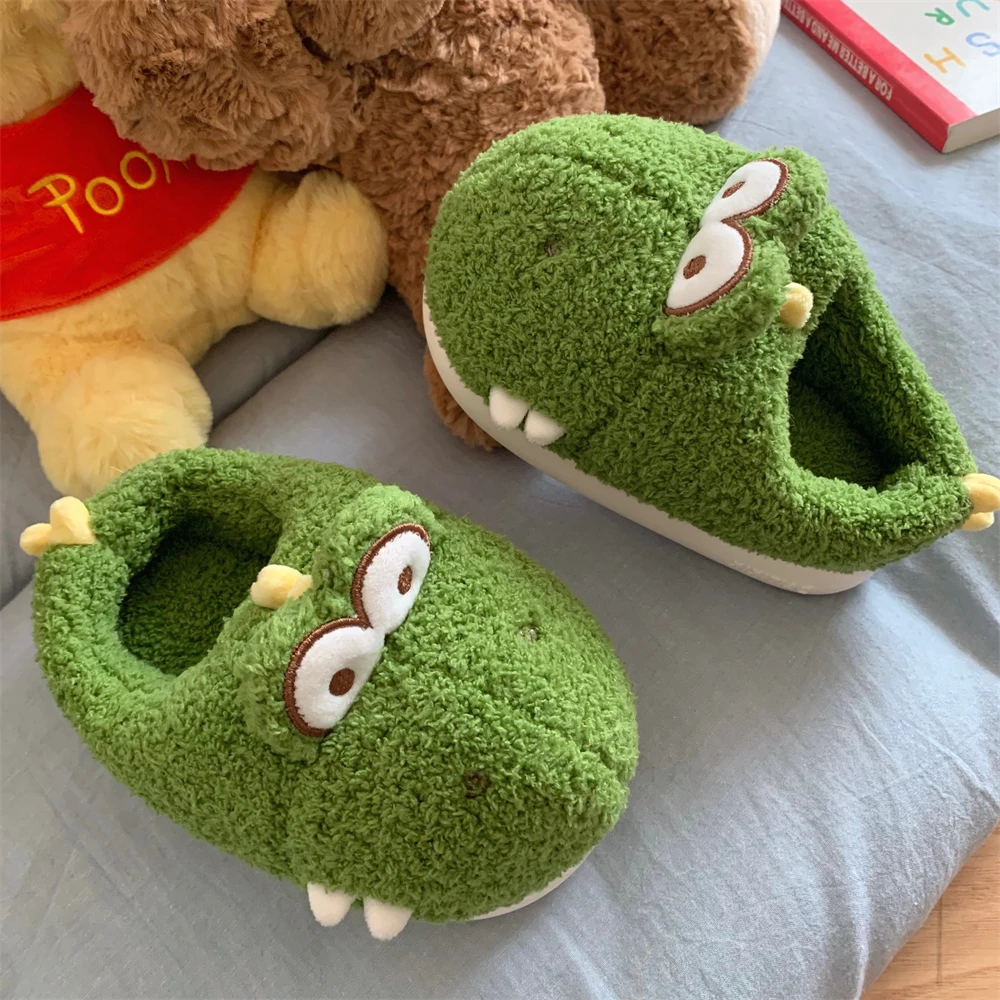 搞怪可爱立体恐龙亲子棉拖鞋冬季室内家居休闲防滑软底毛毛鞋男女