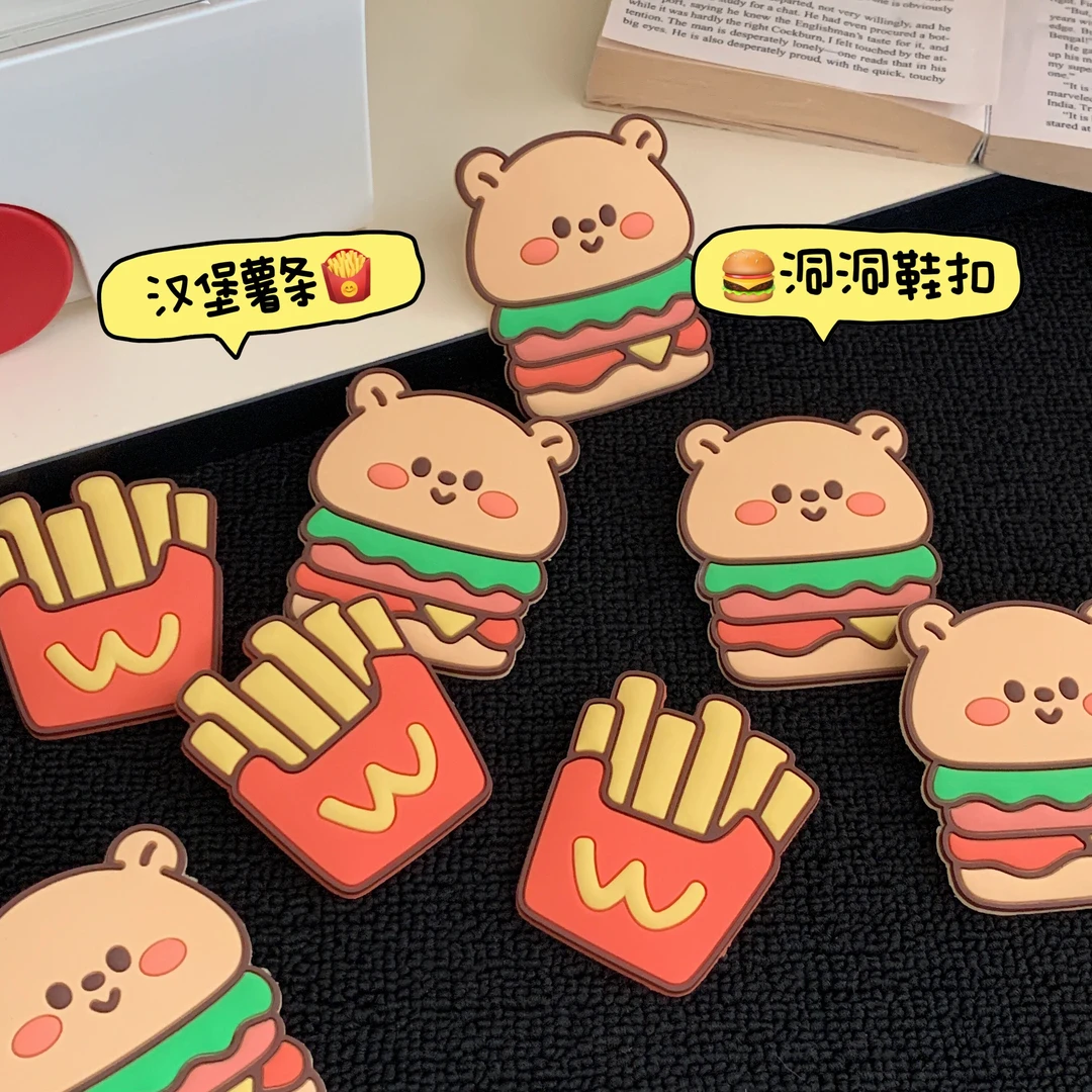 洞洞鞋饰品可拆卸时尚新款韩版ins鞋扣汉堡薯条小熊鞋子花扣卡扣