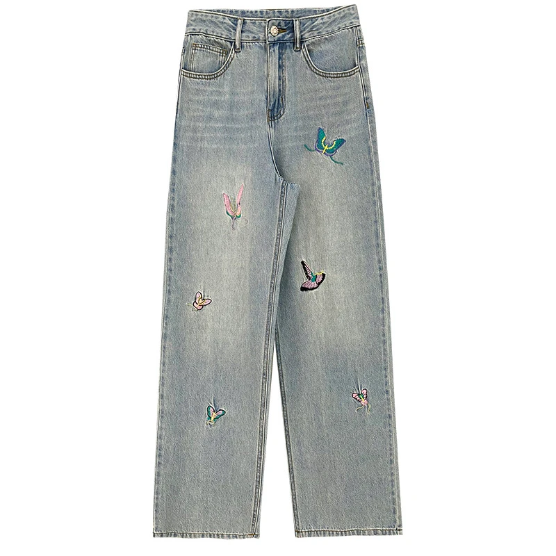【直播专属】蝶舞牛仔直通长裤BR07108119